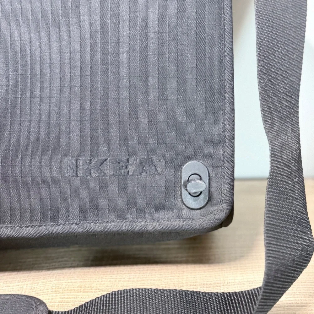 IKEA Messenger Bag Unisex Large Black Minimalist Padded Laptop Shoulder Satchel